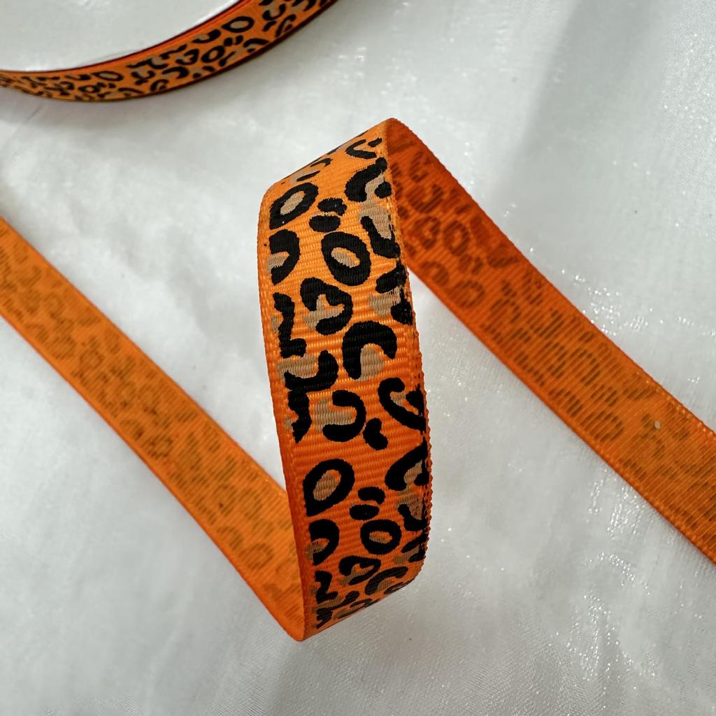 European & American Trend Leopard Print Letter Polyester Ribbed Edge Ribbon - Colorful Clothing & Home Textile Ribbon