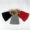 High Quality Trendy Youth Unique Winter Knitted Plain Beanies Rabbit Hair Top Ball Custom Logo Soft Beanie Hat