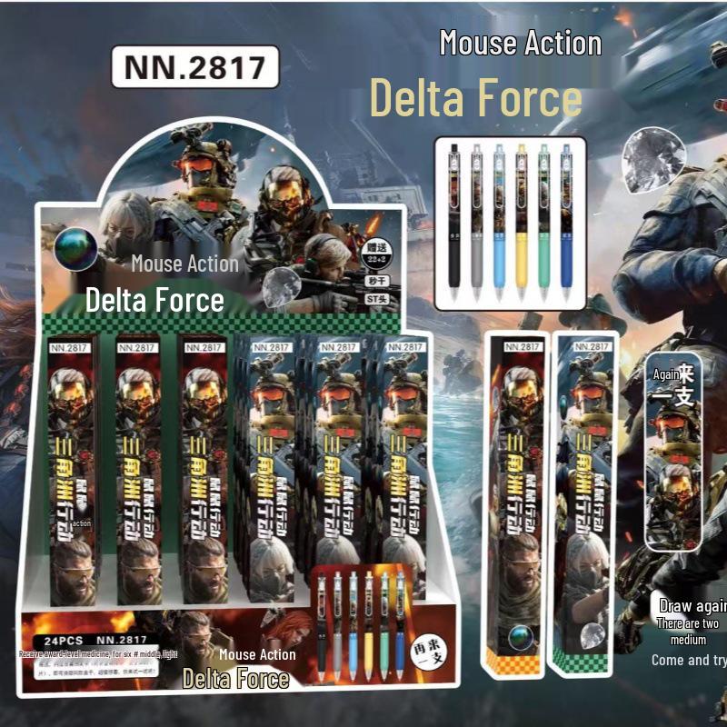 

Высококачественная мультяшная ручка Delta Force: Стильный черный нажимной маркер 0.5mm