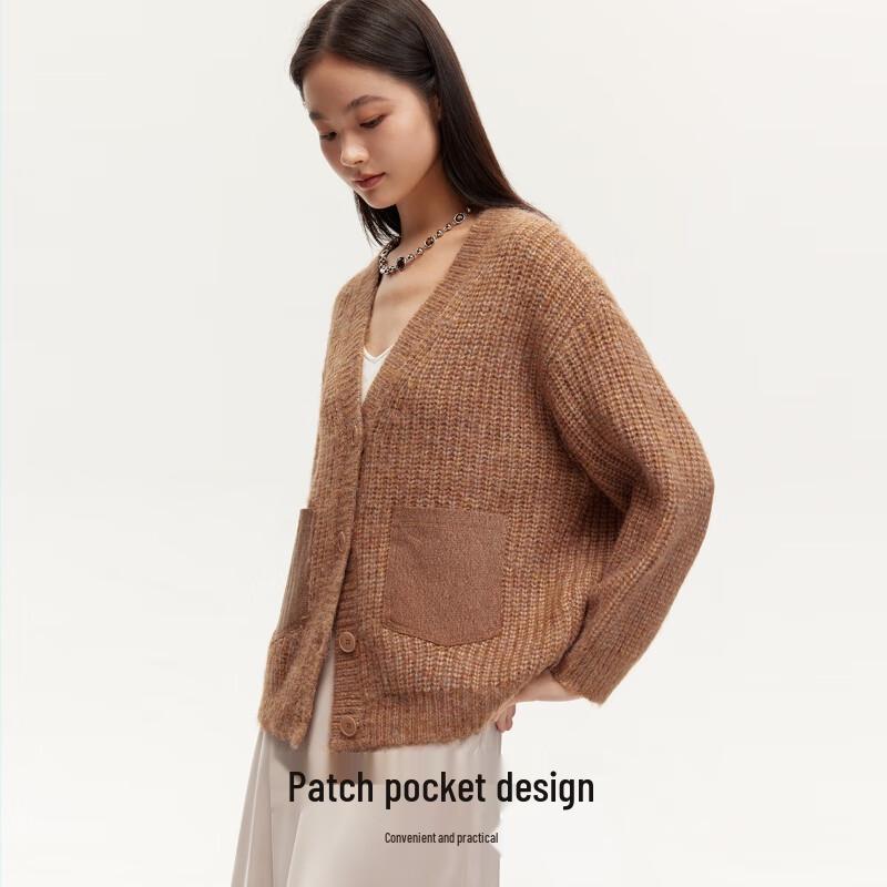 VEROMODA Women's Wool Blend Loose V-Neck Cardigan