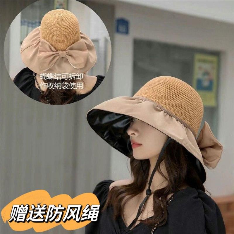 Dámský letní slaměný klobouk s prázdnou horní částí, kšiltem proti slunci, kryjící obličej, lehký, s UV ochranou, kbelíkový klobouk