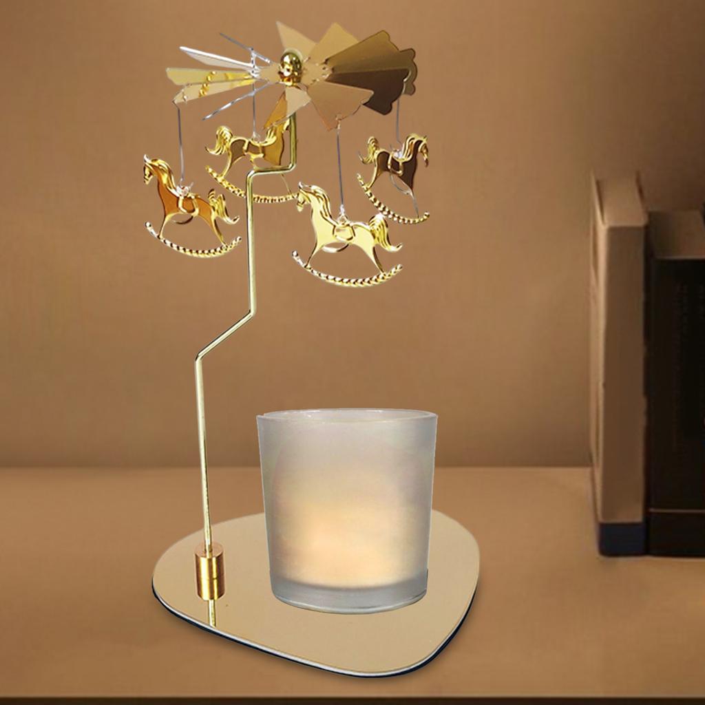 Metal Rotary Candle Holder Tea Light Candle Holder for Desktop Ornament Decor Rustic Wedding Table Decor Rotating Candlestick