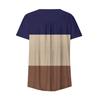 T-shirt à manches courtes pour femmes, col en v, bloc de couleurs, Patchwork imprimé bouton fleur