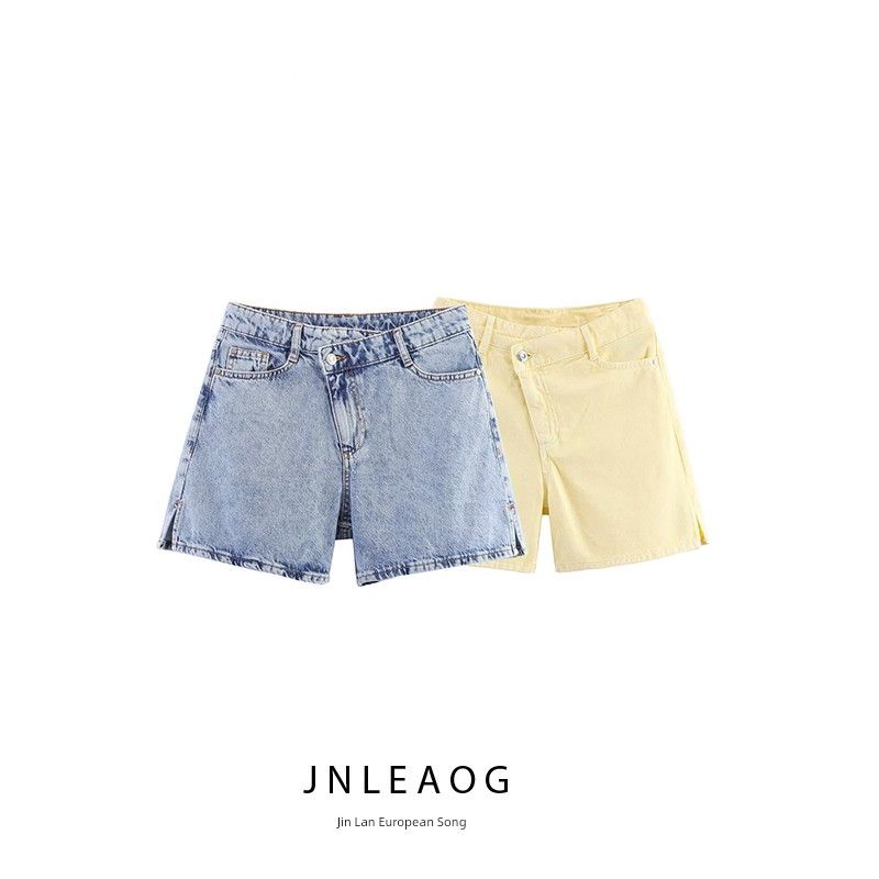 Jnleaog Autumn New Women Clothes Western Style French Style Design High Waist Double Placket Waist Demin Shorts 5862151
