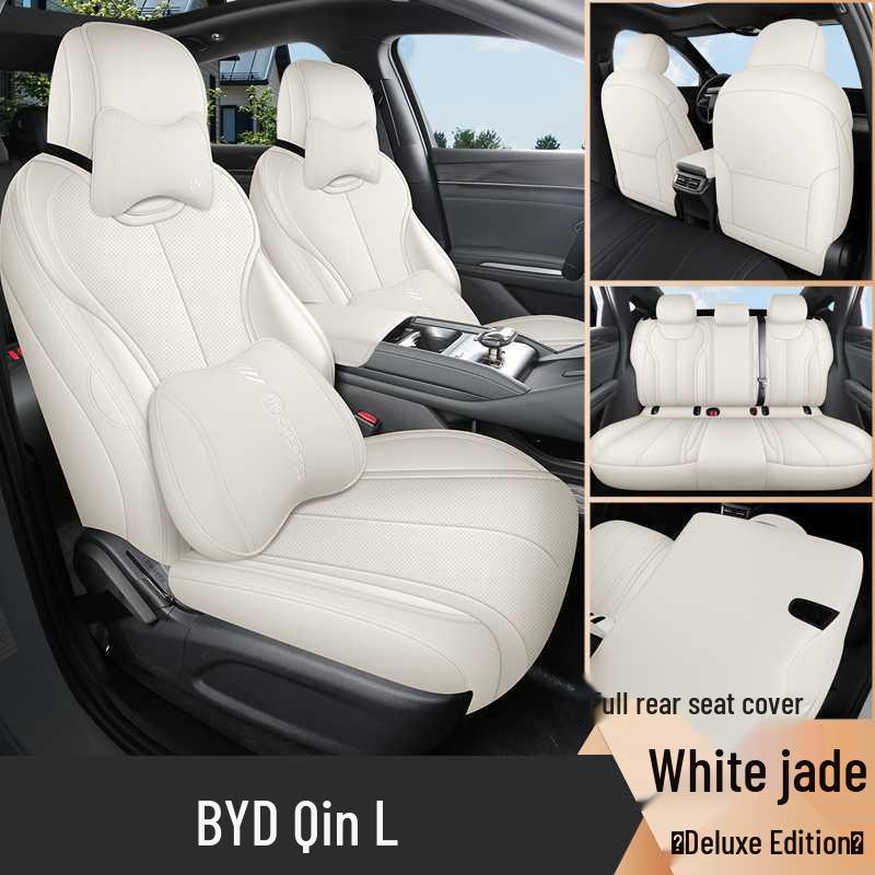 BYD Qin L D-MI Special Perforated Leather Full Surround Seat Cover - Breathable, All-Season Universal Cushion.