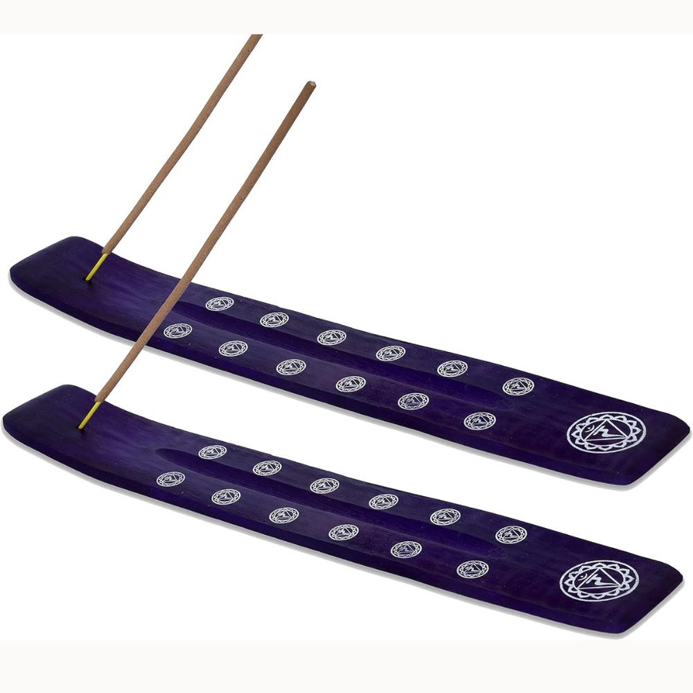

Bless-International Traditional-Handmade-Burner Wooden-Incense-Stick-Holder Ash-Catcher-Stand for-Aromatherapy-Meditation-Yoga (Heavens Blue) One Holder