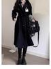 Women's Black Mid-Length Trench Coat - 2023 Spring/Autumn, School Uniform JK Korean Style, Petite Fit.