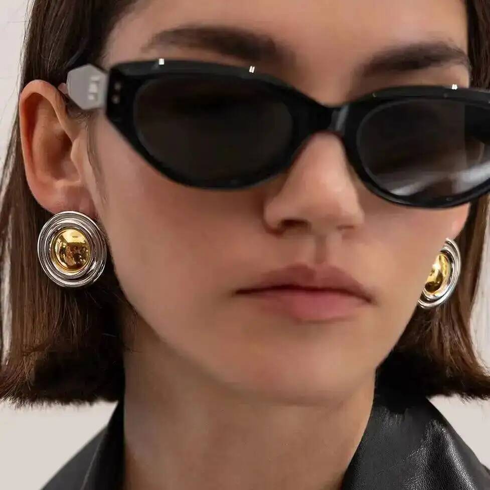 IngeSight.Z 2026 New Fashion Vintage Round Geometry Stud Earring Women Stainless Steel Gold Color Waterproof Jewelry Accessories