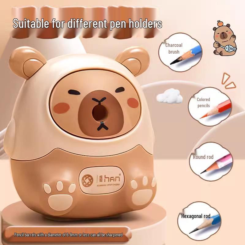 Capybara Cartoon Automatic Hand-Cranked Pencil Sharpener for Students