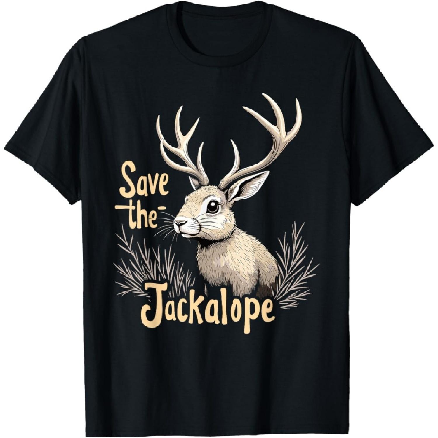 Save the Jackalope Funny Cryptid Mythical Rabbit T-Shirt S