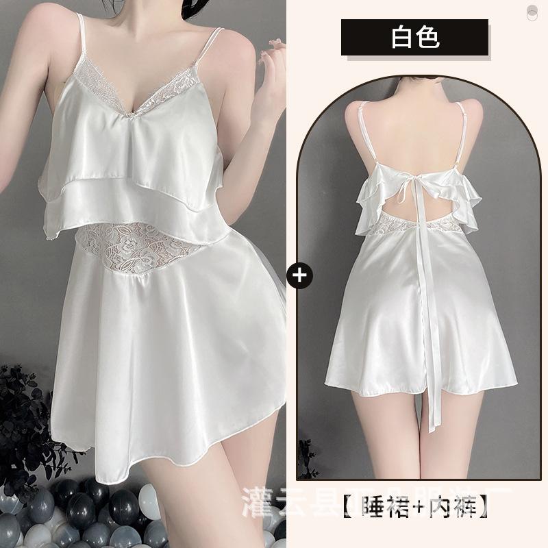

Эротическое нижнее белье для женщин, сексуальный шифон перспектива соблазнения сладкий оборка края подтяжки ночной рубашки комплект XL белый