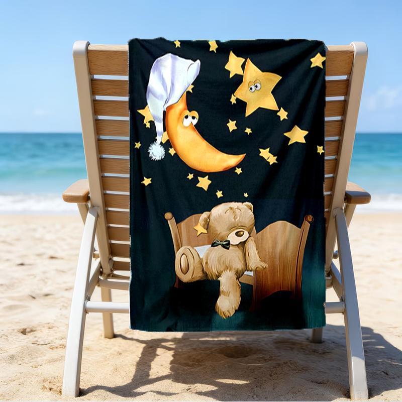 Proof Beach Towel with a Cartoon Teddy Bear Ted2 Pattern - Soft,absorbent,quick-drying,machine Washable - Perfect for Swimming,camping,bathing