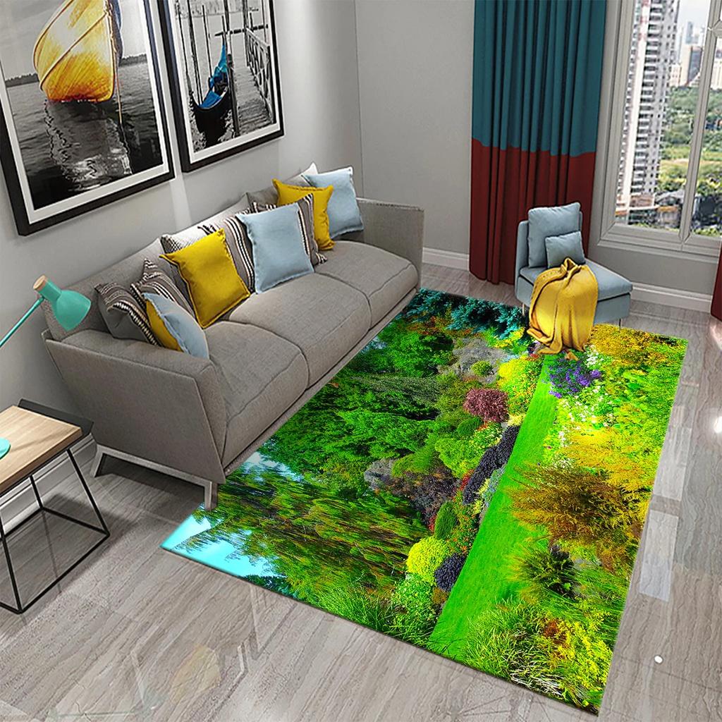 European Style Garden Carpets Colorful Flowers Rugs for Home Living Room Teens Bedroom Decor Carpet Bathroom Non-slip Area Rugs