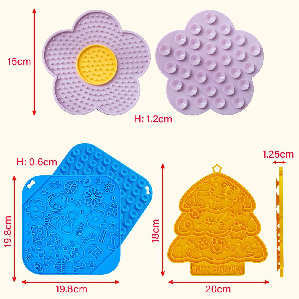 SW Pet Silicone Licking Pad Christmas Tree Flower Shape Cat Dogs Slow Feeder Plate for Pet Sucker Food Training Feeding Mat Bowl
