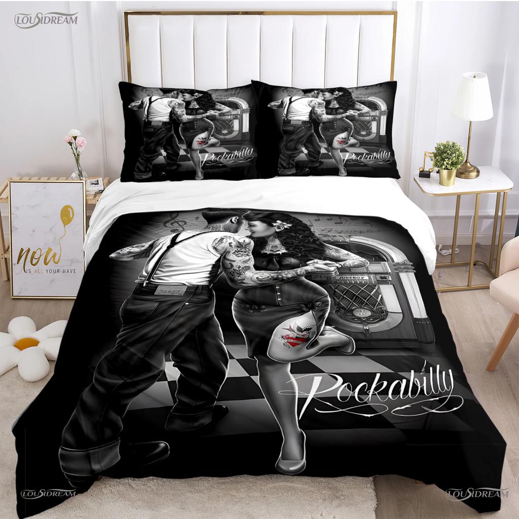 Hip Hop Music Rockabilly All Season Duvet Cover Comforter Bedding Sets Soft Quilt Cover and Pillowcases Single/Double/Queen/King