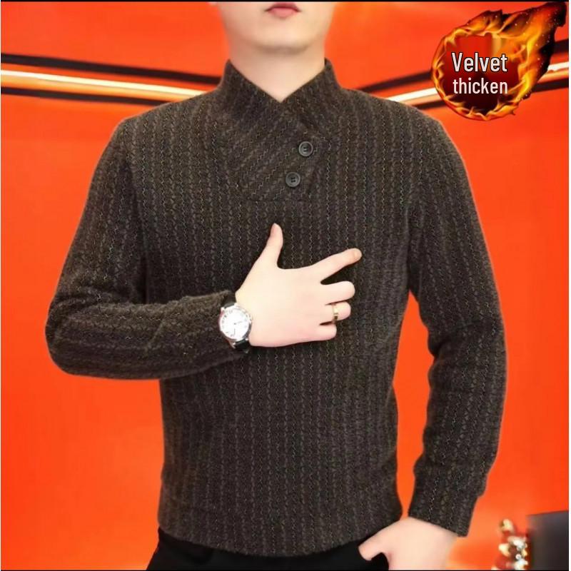 Men s Slim Fit Thickened Velvet Hoodie - Stylish, Casual, Light Luxury Long Sleeve Large кофейный