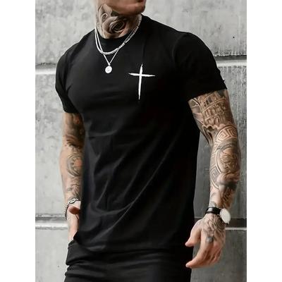 Neues Herren Baumwoll-T-Shirt mit Kreuzmusterdruck, modisch und bequem, Sommer Loose Size, tägliches Casual Partner-T-Shirt