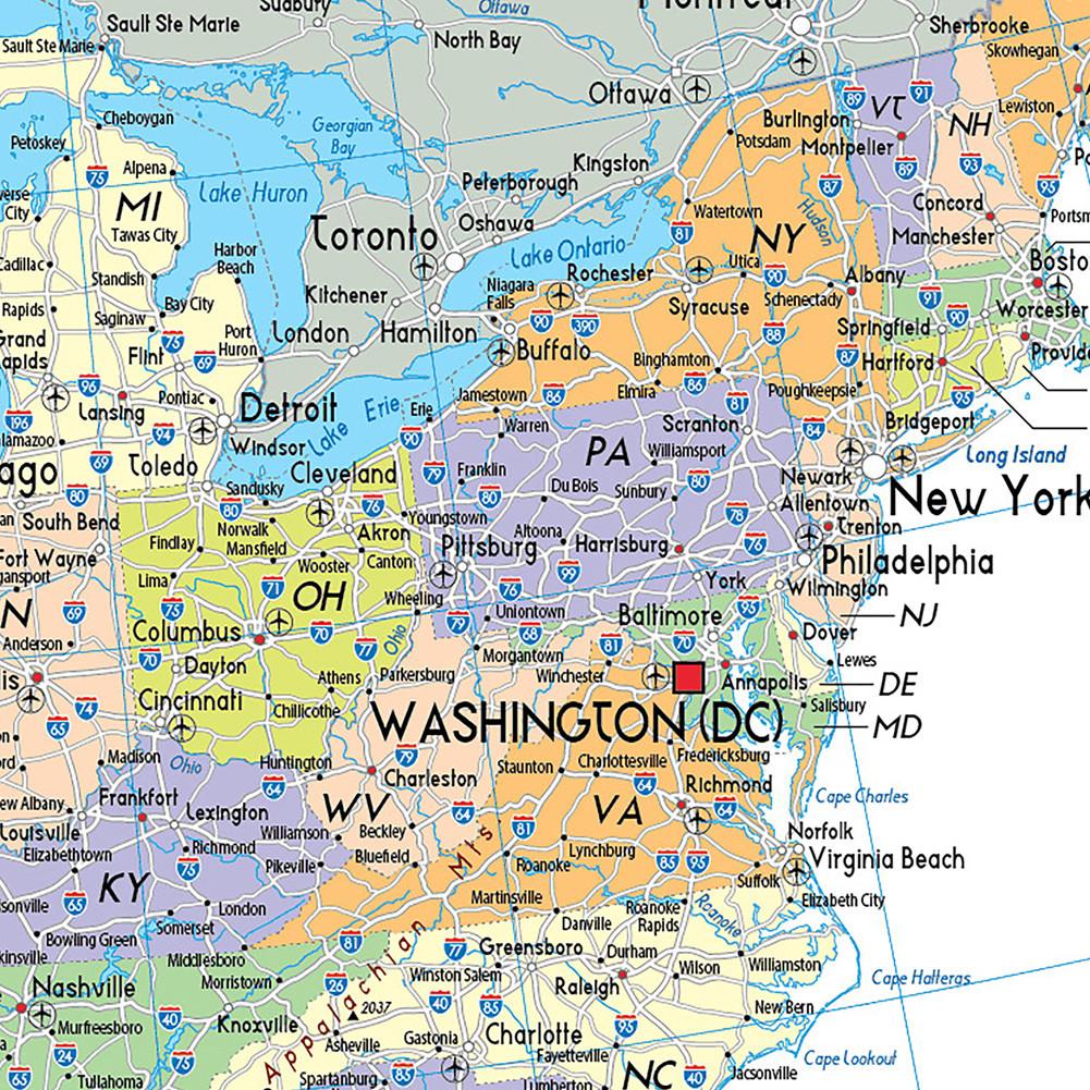 Map of the United States-Administrative Map,for Classroom,Student Room&Home,Educational Wall Art,Travel Supplies