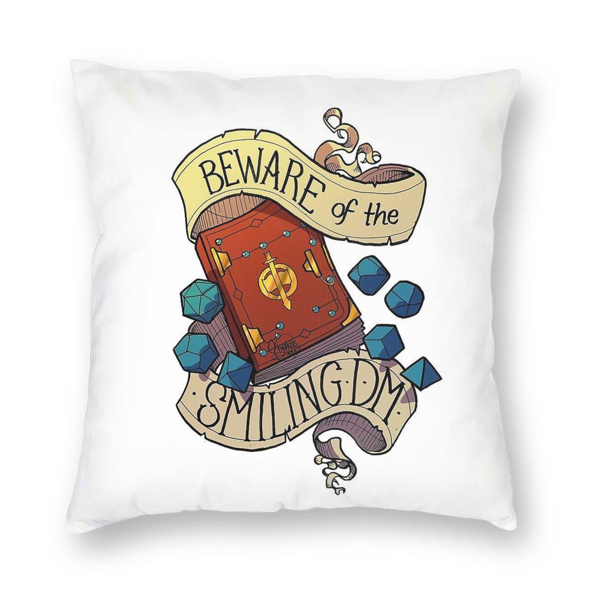 Beware Of Smiling Dm Square Pillowcase Polyester Linen Velvet Pattern Zip Decor Home Cushion Cover 45X45 Peach skin 18*18(CM)-1Pcs