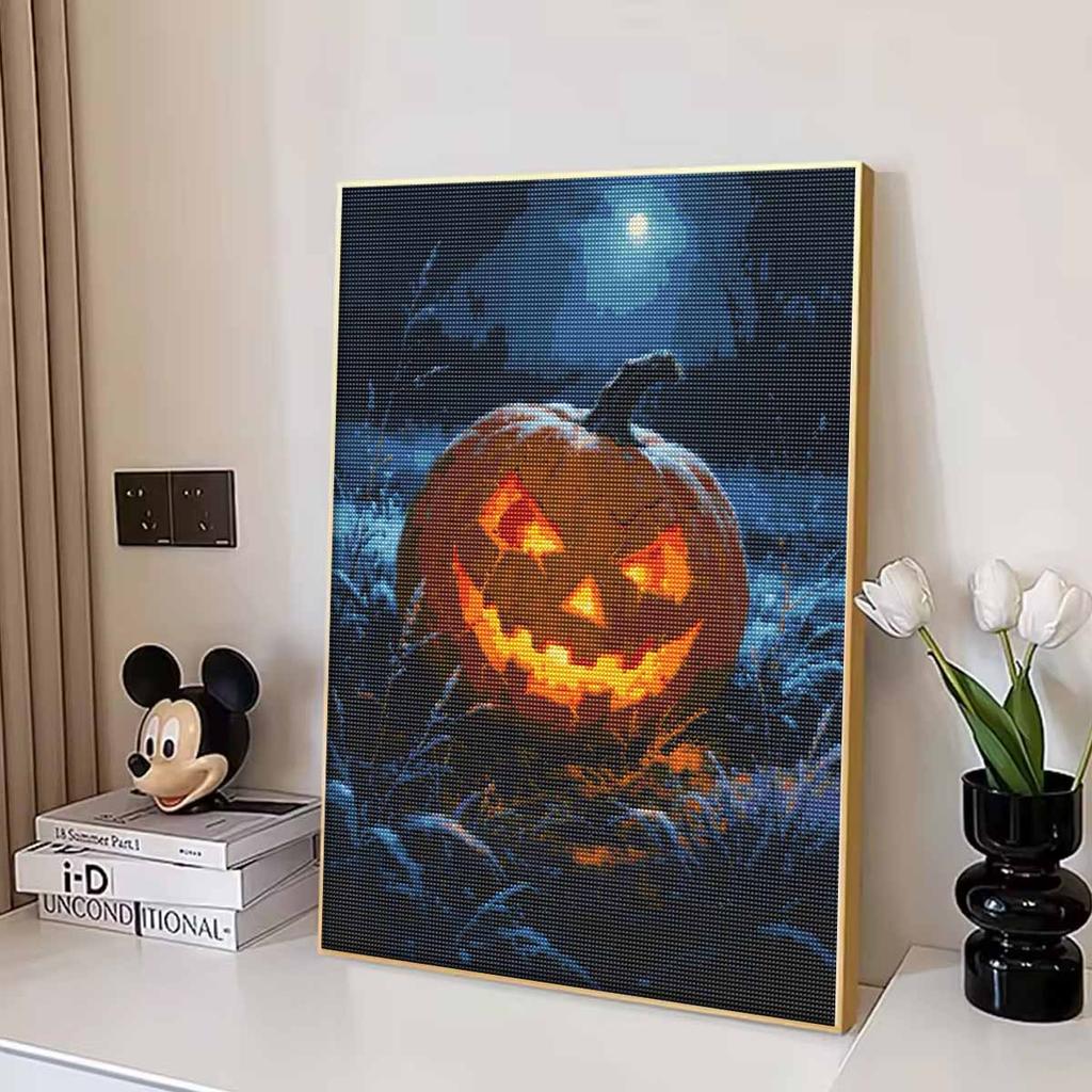 5D Diamond Art Painting Kit Spooky Halloween JackoLantern Full Drill Rhinestone Canvas Creative Craft for Home Decoration