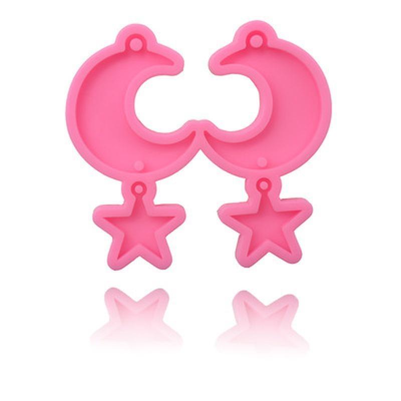 DIY Glossy Star Moon Shape Earrings Silicone Molds for Epoxy Jewellery Making