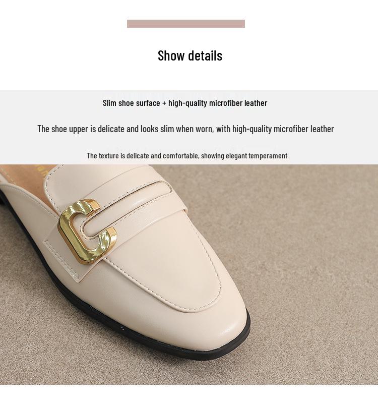 Weiwei Women's French-Style Closed-Toe Flat Mules - Retro Slip-On Slippers