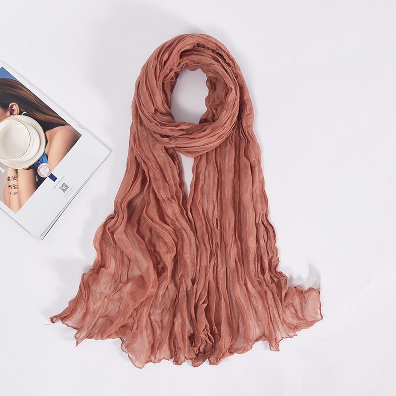 90x180cm Candy Color Wrinkle Women Scarf Vintage Fashion Retro Long Scarf Female