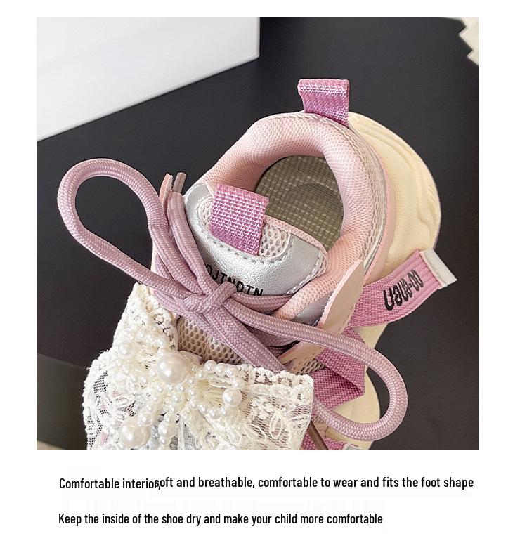 Herbst 2025 Mädchen Perlen-Sneakers - Prinzessinnenschuhe mit weicher Sohle für mittlere und große Kinder