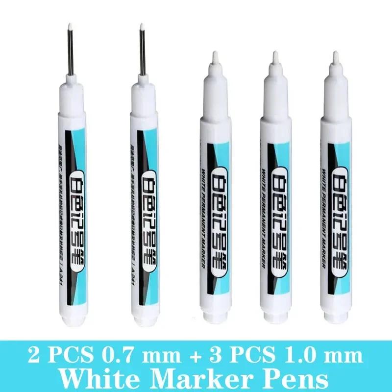 1/3/5 PCS White Paint Markers Pens Oily Waterproof Plastic Large Capacity White Marker School Supplies Stationery 0.7/1.0/2.5mm