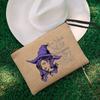 Witch Print Canvas Zipper Makeup Bag Witchcraft Women Travel Lipstick Bag Skincare Storage Organizer Pencil Case Cosmetics Bags