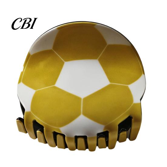 Hairpin for Girl, Football Themed Hair Clip, Large Curved Clip Medium Smooth Surface Long Thick Curly Hair, Strong Elastic Grip Sports Style Fan Gift