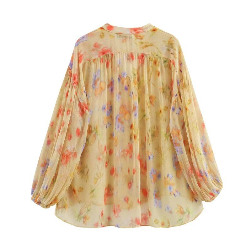 Jnleaog Autumn New Women's Clothing Fashion Style French Style Design Fashion Casual Style Print Fluffy Shirt