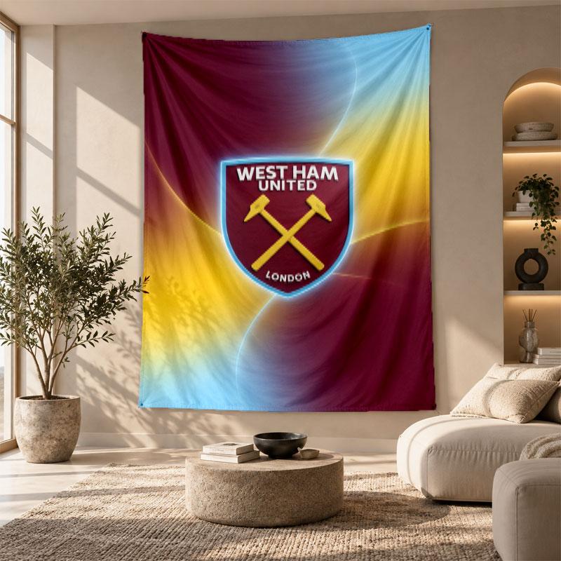 Arazzo Decorativo, Arte da Parete Stampato West Ham United Football, Appeso a Parete Leggero per Sfondo Camera da Letto
