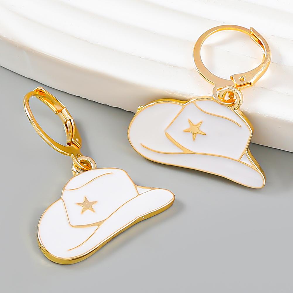 Women Fashion Earrings Trendy Cowboy Hat Alloy Earrings Jewelry Accessories For Girls Gifts