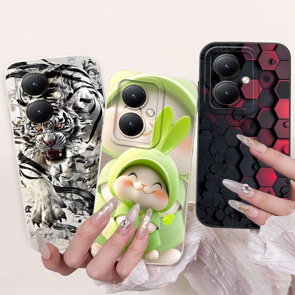 For Xiaomi Poco M6 5G Case Cover Silicone Luxury Fashion Flowers Kawaii Cute Cat Shockproof Phone Case 23128PC33I