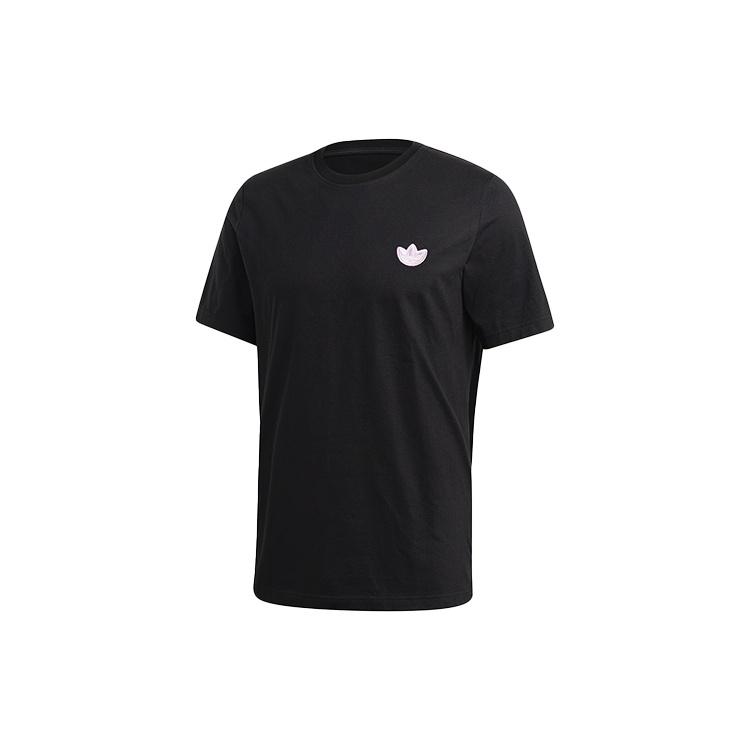 adidas originals Logo Ss Tee Solid Color Sports Round Neck Short Sleeve Black Men s FK9985 S