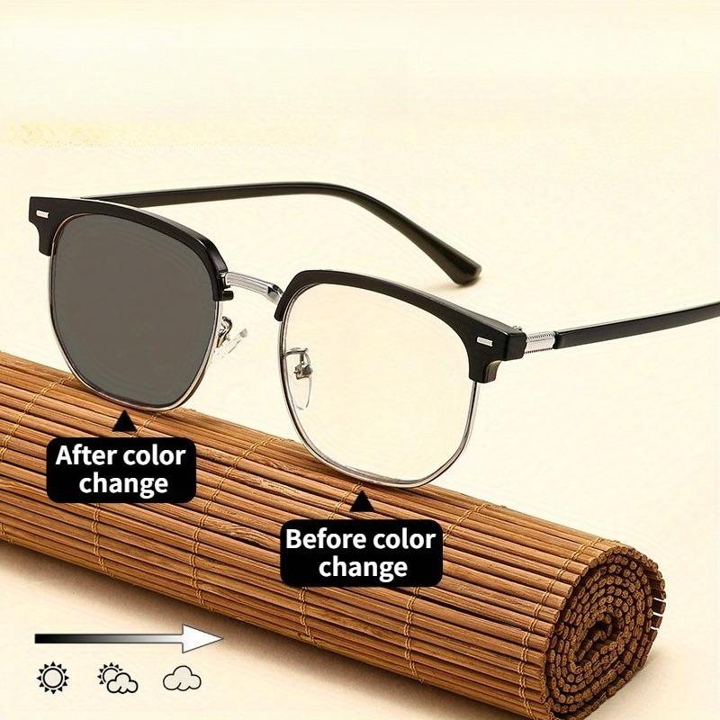 2PCS Anti Blue Light Pochromic Glasses Suitable for Computers Driving and Daily Wear Y2K Fashion Glasses for Both Men Women