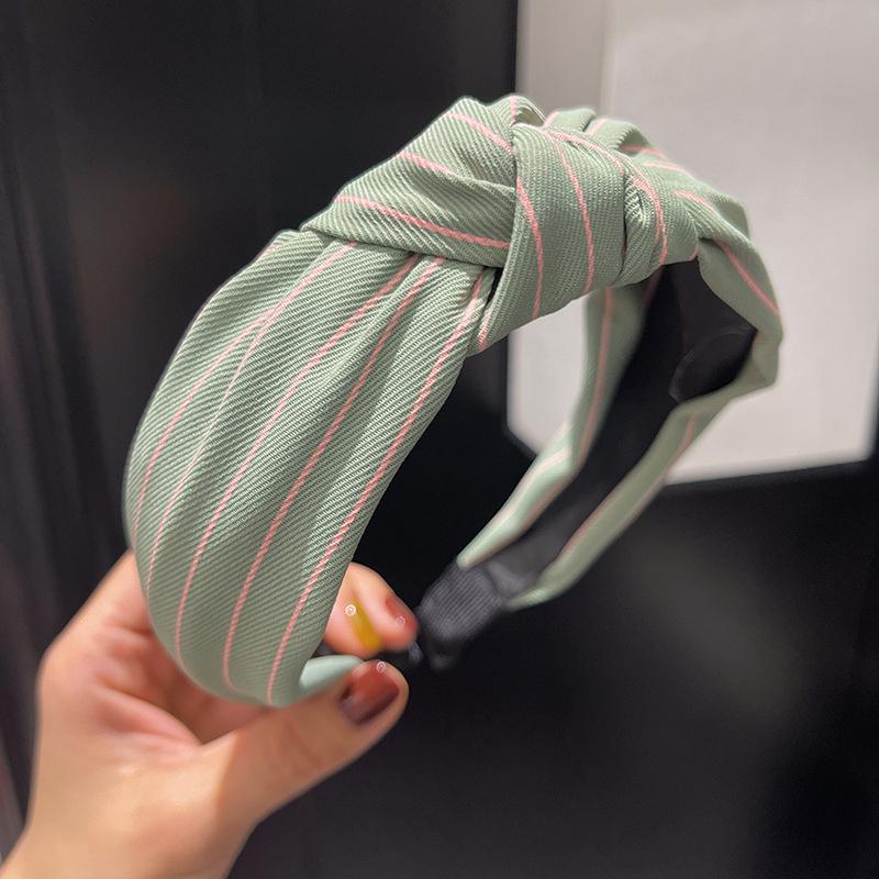 Mode Dam- och Flickrandigt Hårband med Mittknut för Damers Dagliga Casual Hårbyglar Accessoar