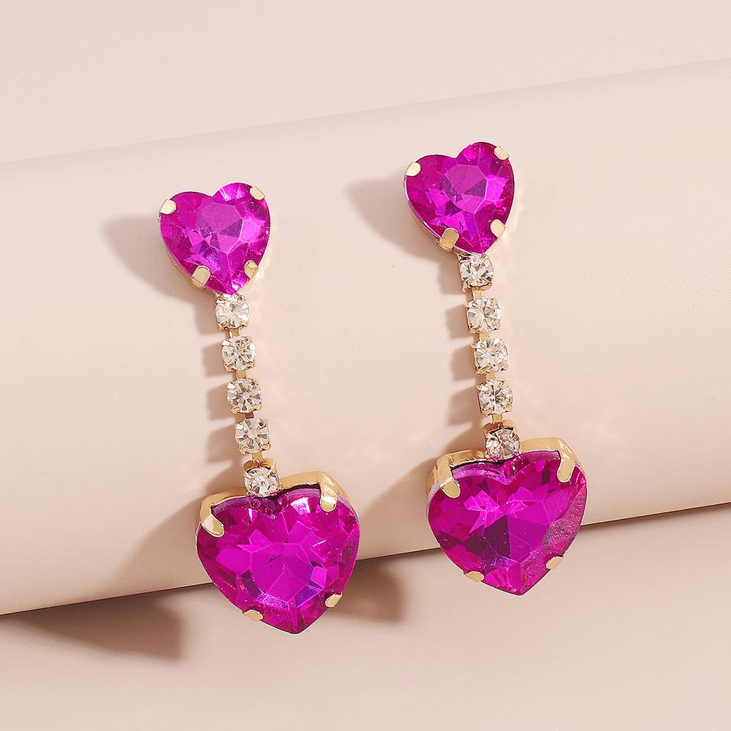 Ženské a jedinečné geometrické náušnice Love-heart se zirkonem na Valentýna