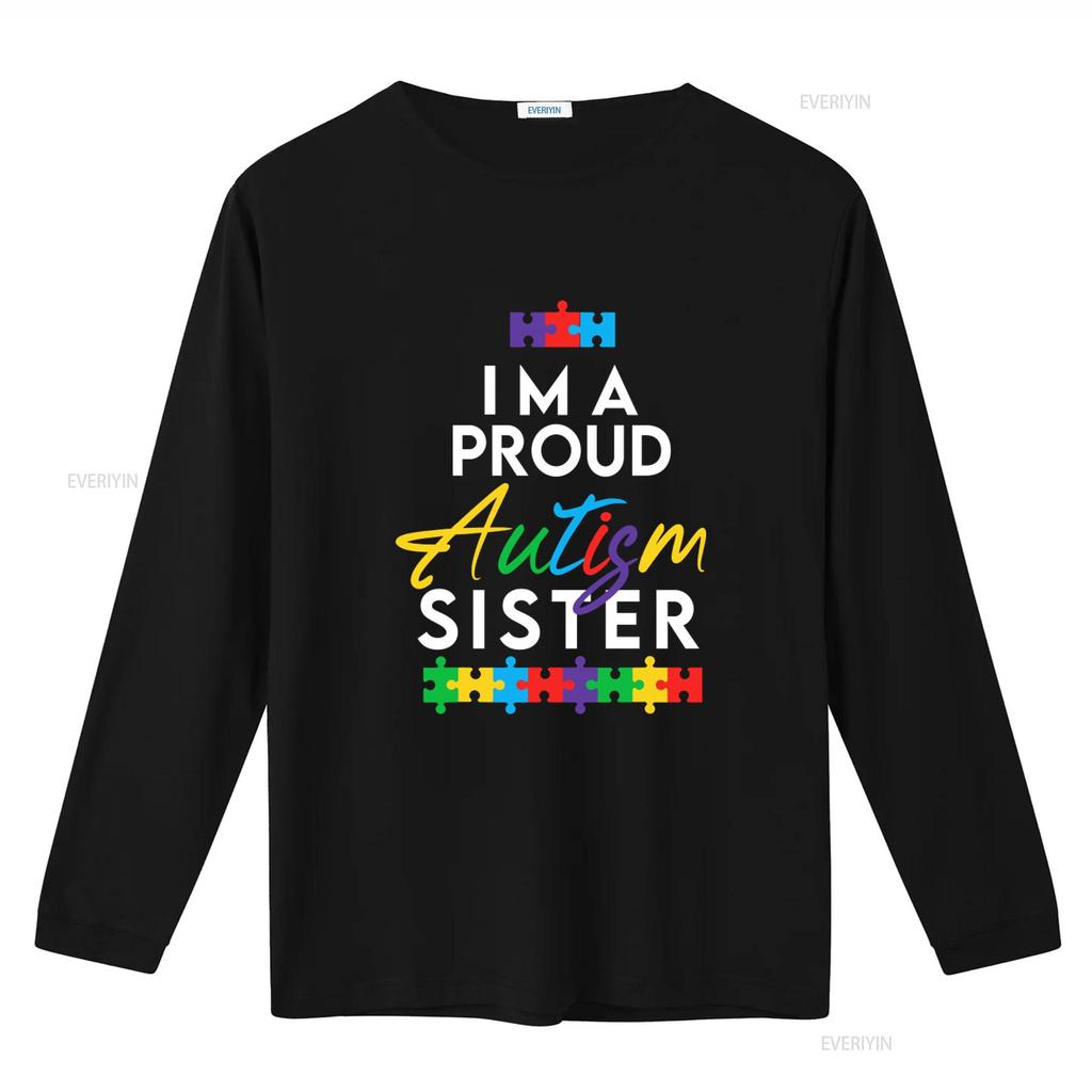 Autism Awareness Im A Proud Sister Puzzle Design T Shirt N742 Vintage Washed Versatile Designer Clothes Breathable Streetwear