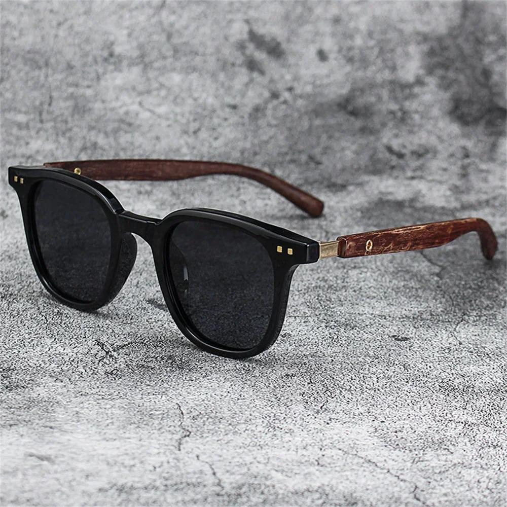 New Men Vintage Wooden Frame Sunglasses Classic Men'S Sunglasses Polarized Uv Protection Driving Eyewear Outdoor Shades Goggles