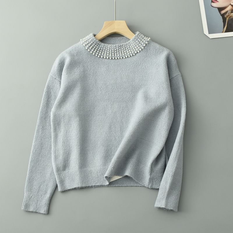 

Mujuyuan Однотонная рубашка с длинными рукавами, свободного кроя, мягкая, клейкая, для ношения под низ, с бусинами Light blue S