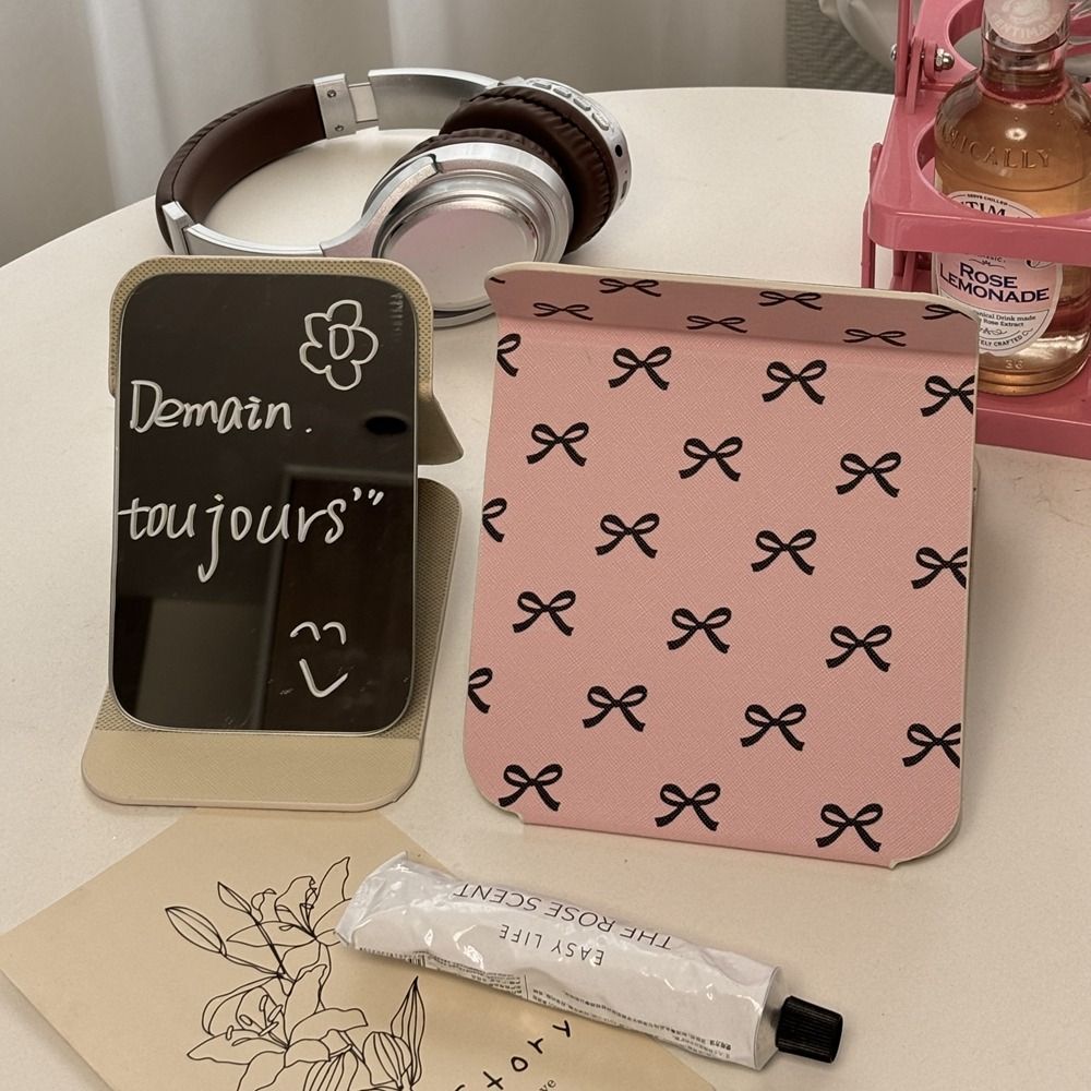 Pink Bow Fold Makeup Mirror Compact Cosmetic Mirror Vanity Mirror Pocket Make-up Mirror Bedroom
