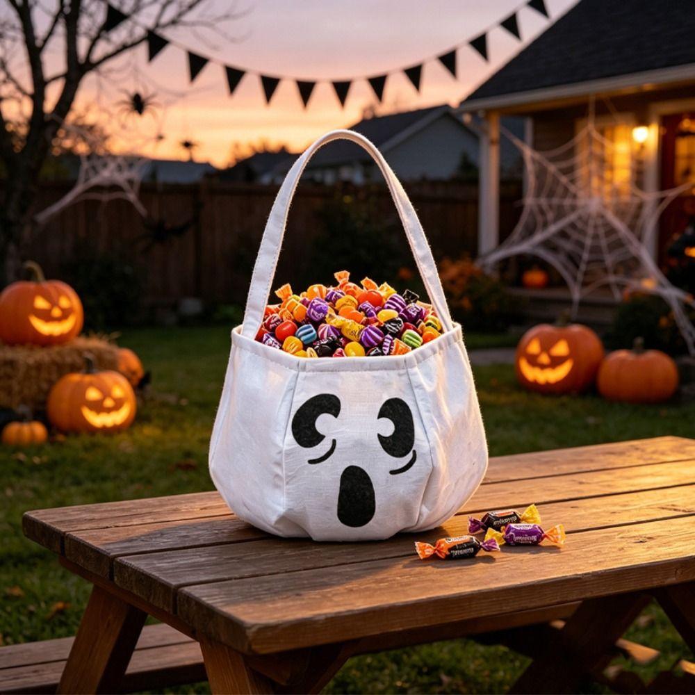 Ghost Halloween Candy Bag Gifts Pouch Halloween Candy Bucket Cute Snack Storage Bag Children