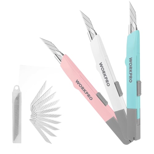 

WORKPRO Різак, Ніж-різак, Прецизійний різак, Різак для картону [Набір з 3 штук] Ніж-різак, Малий різак, Механізм автоматичного блокування, Легкий, Гострий, Амбідекстральний