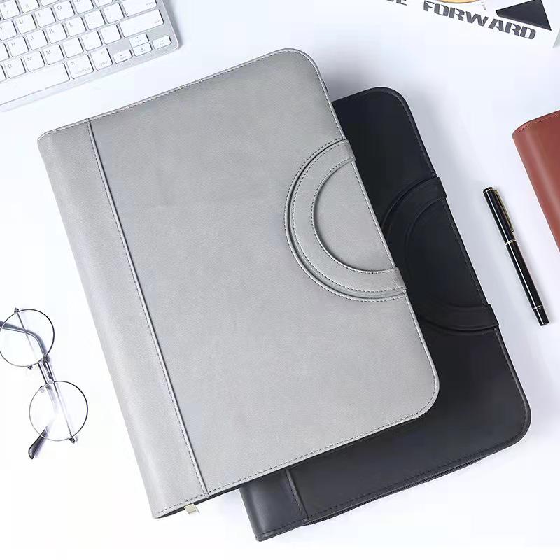 Multifunctional A4 Leather Zippered Business Folder