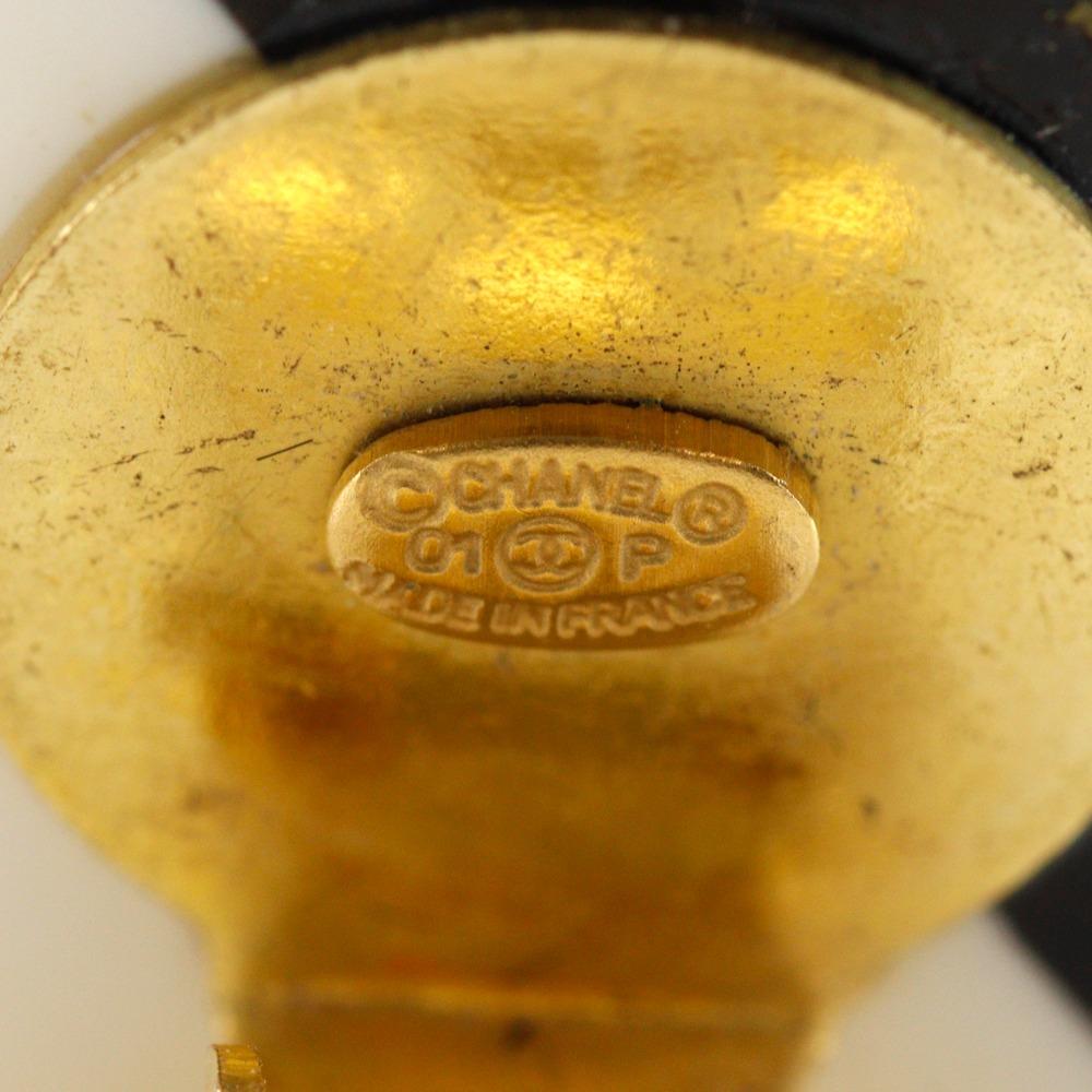 CHANEL COCO Mark Earring Square Black / white plastic Square 5g Women Used