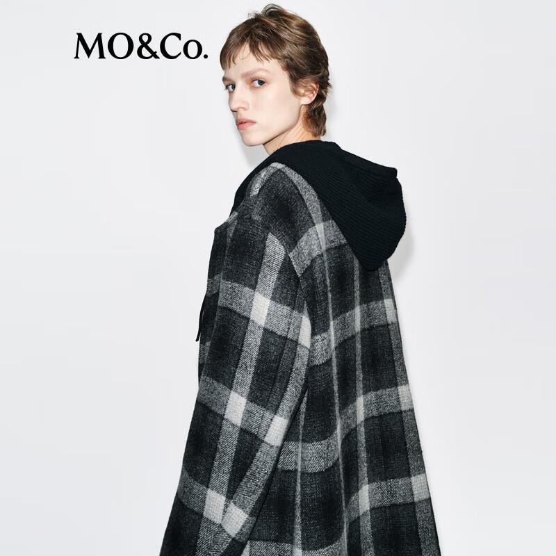 MO&Co. Women's Plaid Wool Blend Hooded Jacket