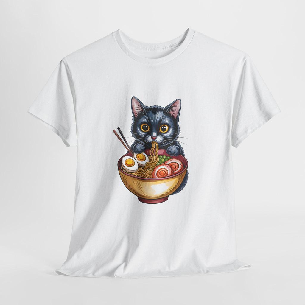 Black Cat Ramen T-Shirt | Anime Noodle Cat Tee