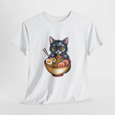 Black Cat Ramen T-Shirt | Anime Noodle Cat Tee